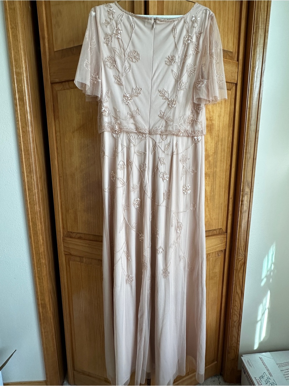 Adrianna Papell Blush Floral Beaded Gown- 14W - Picture 2 of 16